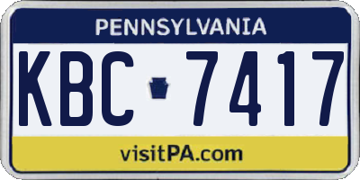 PA license plate KBC7417