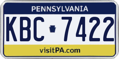 PA license plate KBC7422