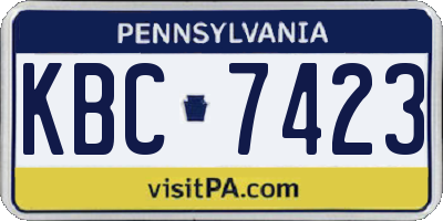 PA license plate KBC7423