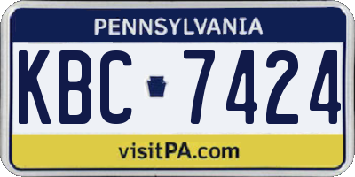 PA license plate KBC7424