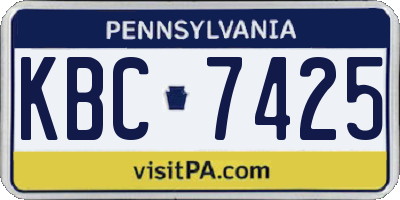 PA license plate KBC7425