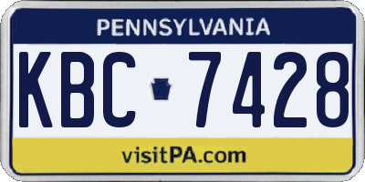 PA license plate KBC7428