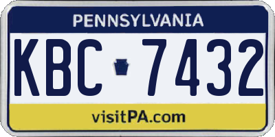 PA license plate KBC7432