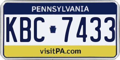 PA license plate KBC7433