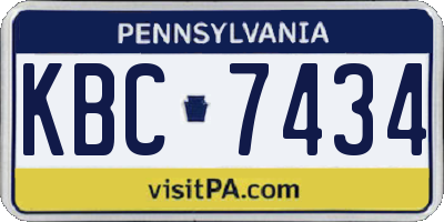 PA license plate KBC7434