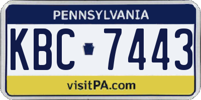 PA license plate KBC7443