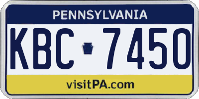 PA license plate KBC7450