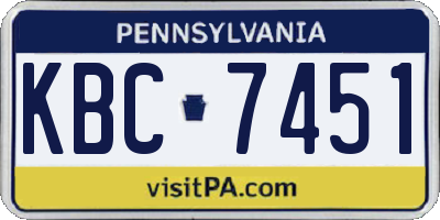 PA license plate KBC7451