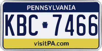 PA license plate KBC7466