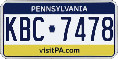 PA license plate KBC7478