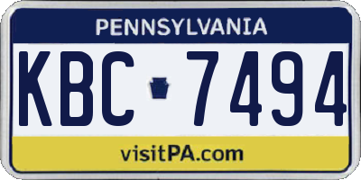 PA license plate KBC7494