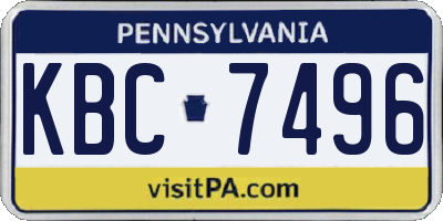 PA license plate KBC7496