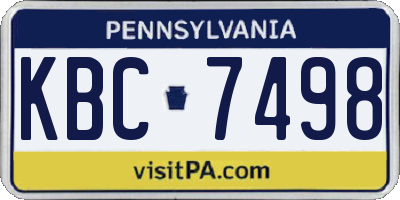 PA license plate KBC7498