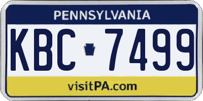 PA license plate KBC7499