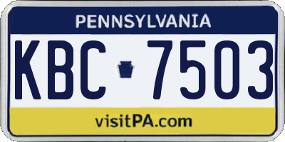 PA license plate KBC7503