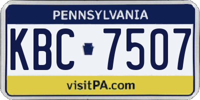 PA license plate KBC7507