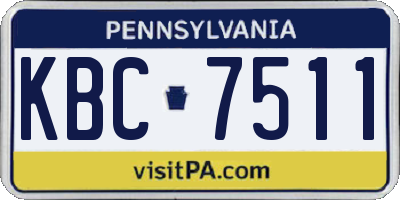 PA license plate KBC7511