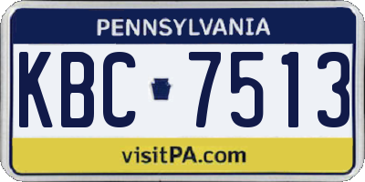 PA license plate KBC7513