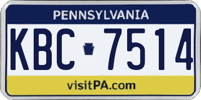 PA license plate KBC7514