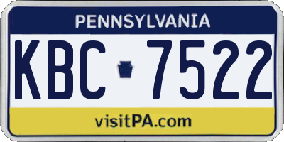 PA license plate KBC7522