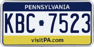 PA license plate KBC7523