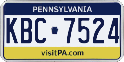 PA license plate KBC7524