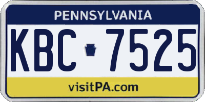 PA license plate KBC7525