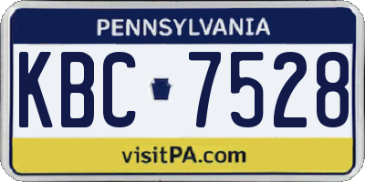 PA license plate KBC7528