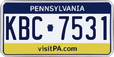 PA license plate KBC7531
