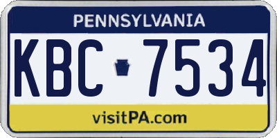 PA license plate KBC7534