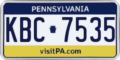 PA license plate KBC7535