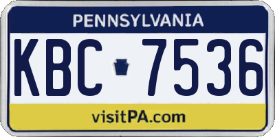 PA license plate KBC7536