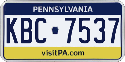 PA license plate KBC7537