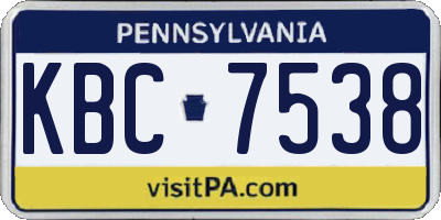 PA license plate KBC7538