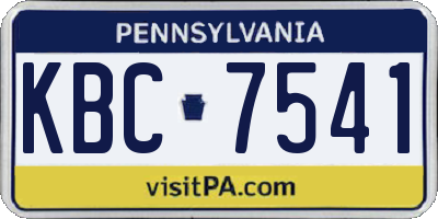 PA license plate KBC7541