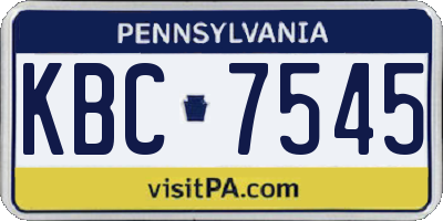 PA license plate KBC7545