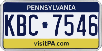 PA license plate KBC7546