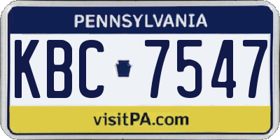 PA license plate KBC7547
