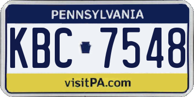 PA license plate KBC7548