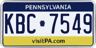 PA license plate KBC7549