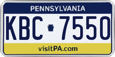 PA license plate KBC7550