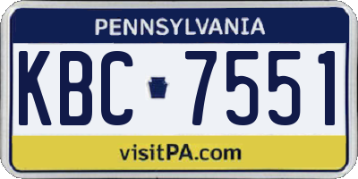 PA license plate KBC7551