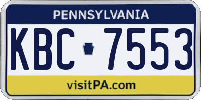 PA license plate KBC7553