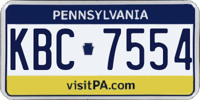 PA license plate KBC7554
