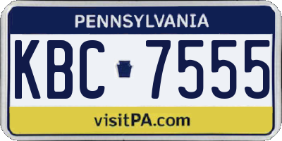 PA license plate KBC7555