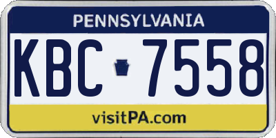 PA license plate KBC7558