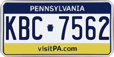 PA license plate KBC7562
