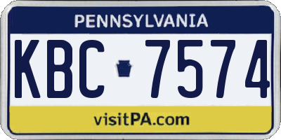 PA license plate KBC7574