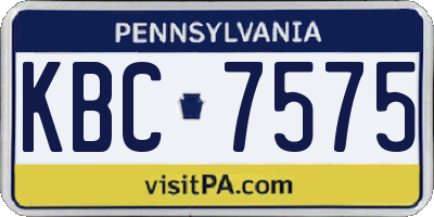 PA license plate KBC7575