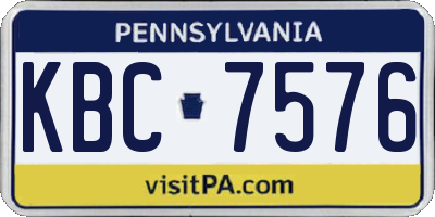 PA license plate KBC7576